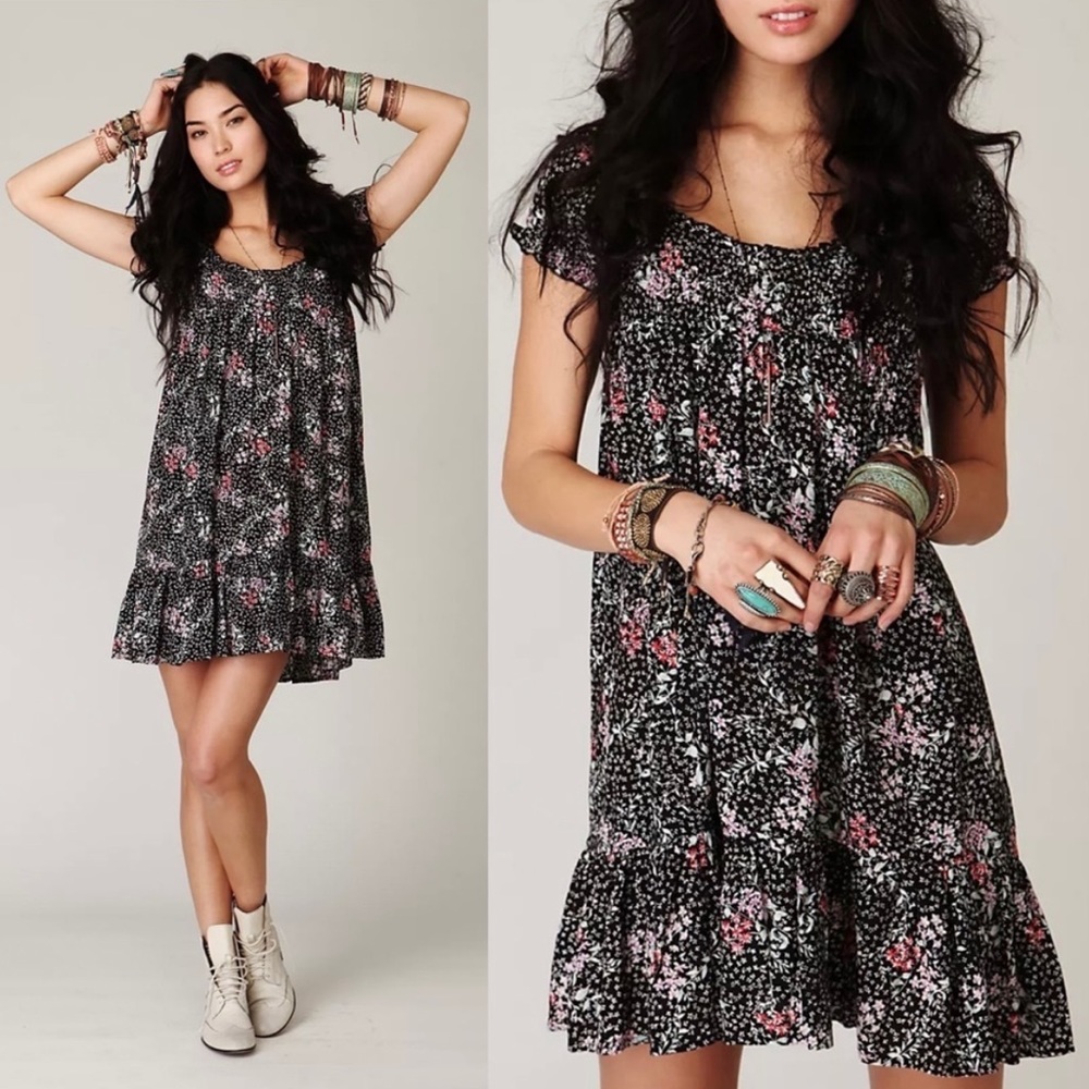 FREE PEOPLE Printed Smocked House Dress